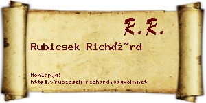 Rubicsek Richárd névjegykártya